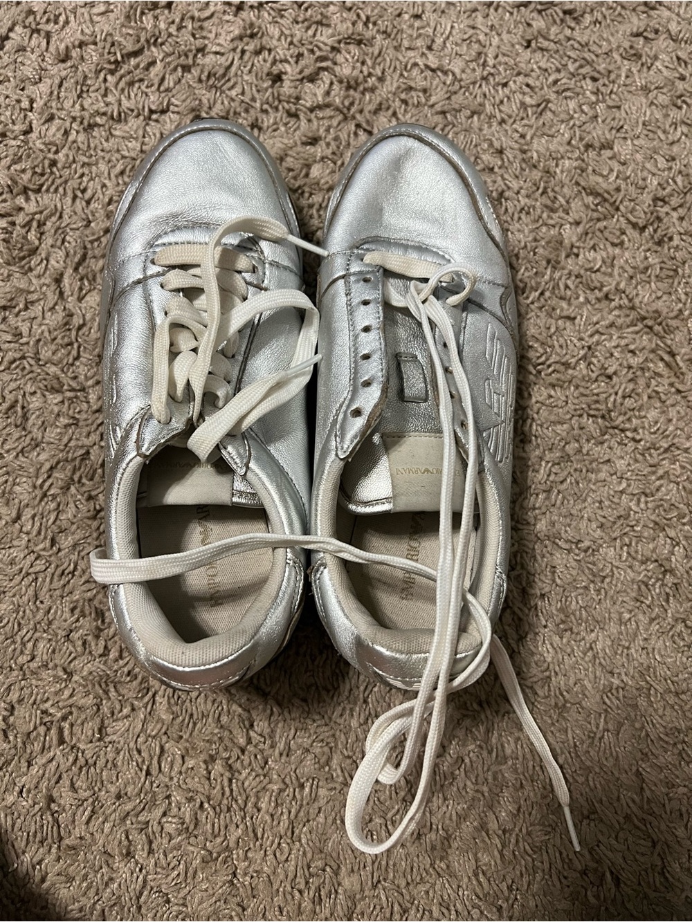 Silver men’s Metallic Sneakers - Comfort Lace-Up